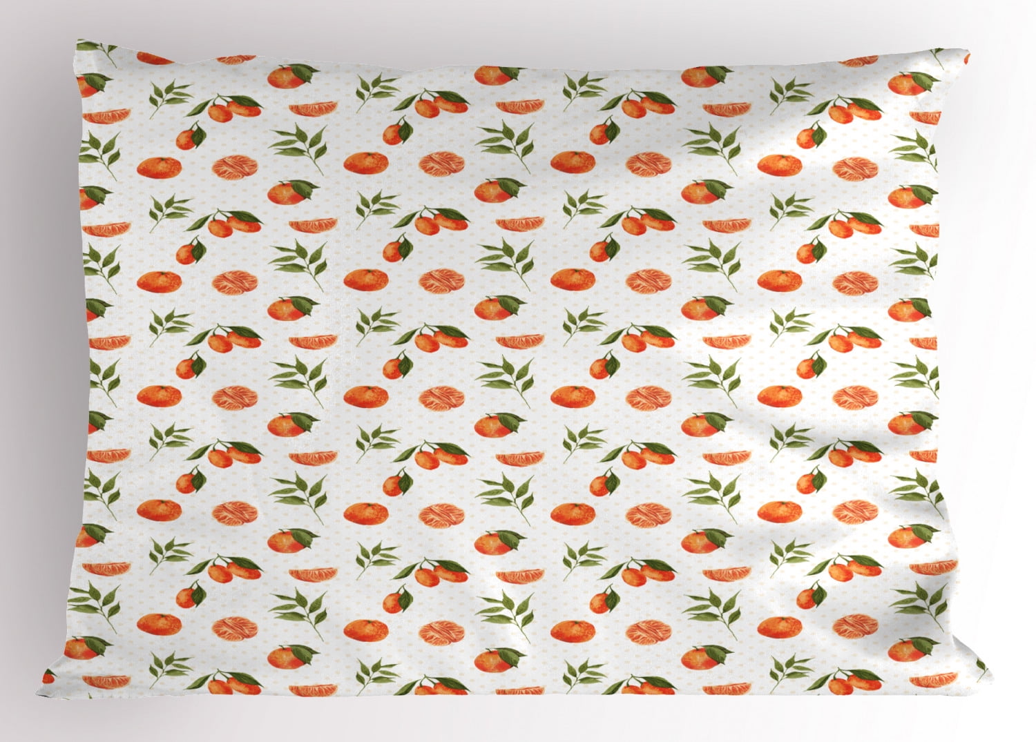Burnt Orange Pillow Sham Watercolor Orange and Tangerine Fruits with