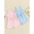 thumbnail image 4 of Aojekbee Baby Girl Summer Jumpsuit Sleeveless Neck Solid Color Romper Shorts Toddler Playsuit, 4 of 10