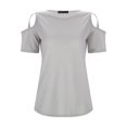 thumbnail image 4 of Ediodpoh Women's T Shirt Imitation Cotton Pull Frame Women's off Shoulder Solid Color Top T Shirts for Women GY2 XL, 4 of 9