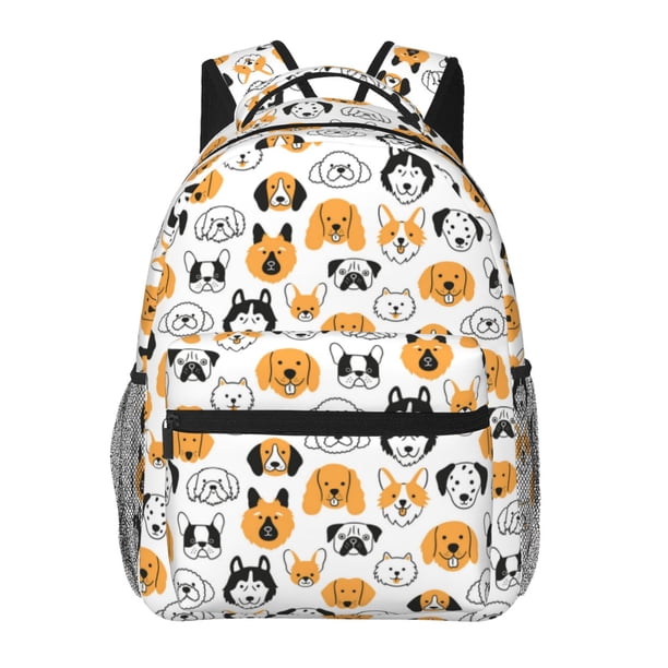 Disketp Dog Faces Mochila Estampada para Hombre y Mujer – Mochila Ligera Clásica con Múltiples Bolsillos para Universidad, Trabajo y Viajes-One Size