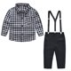 thumbnail image 1 of Ropa Para Bebé (Niño O Niña) Traje Para Niños Pequeños Moda Para Niños Caballero Estilo Británico Patrón De Celosía Estampado De Manga Larga Camisa Informal Traje De Mono Blanco Odeerbi LM103-11541, 1 of 9