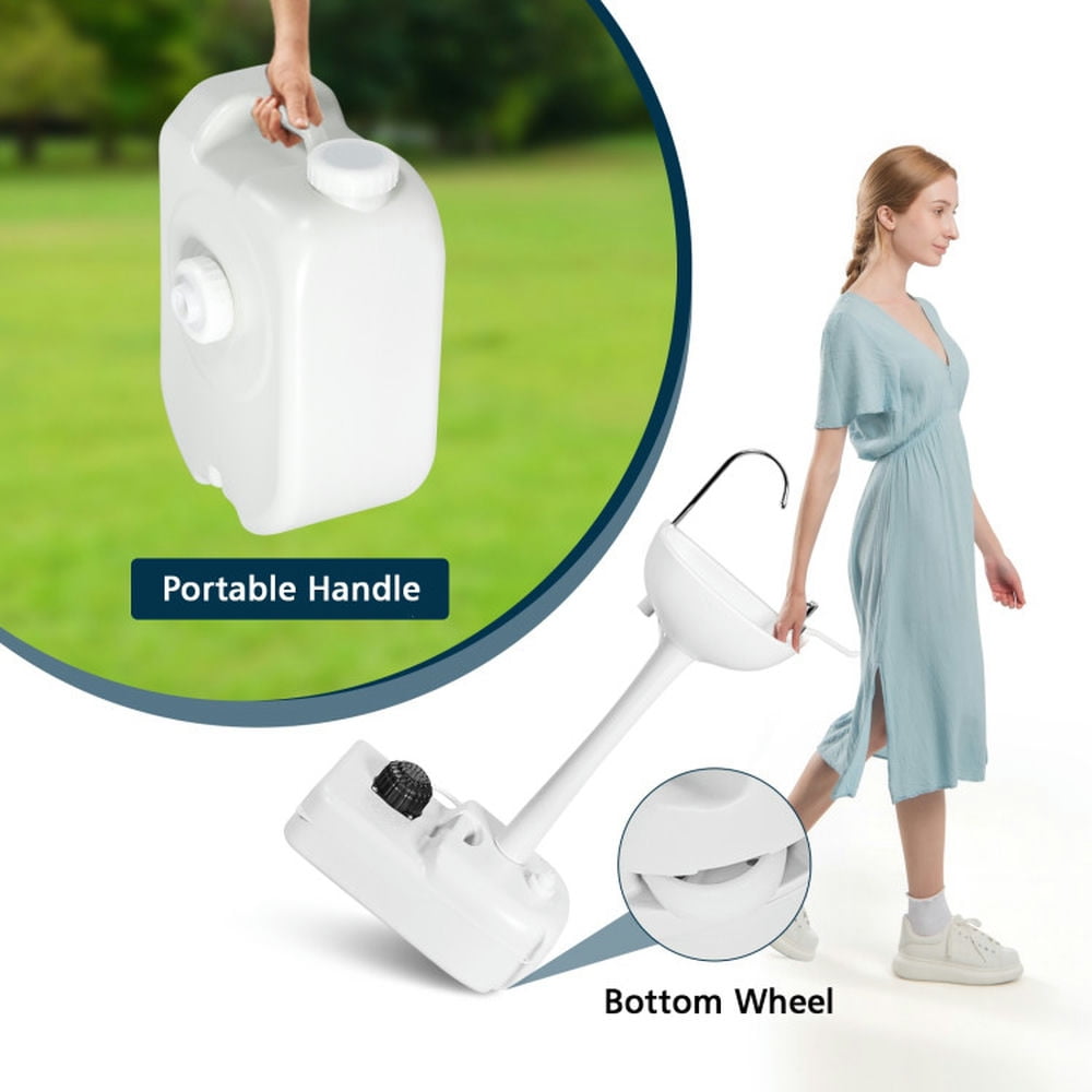 Finihen Outdoor Portable Sink, Portable Camping Sink, Camping Hand Wash Station Basin Stand with 4.5 Gallon Tank, White Finihen Outdoor Portable Sink, Portable Camping Sink, Camping Hand Wash Station Basin Stand with 4.5 Gallon Tank, White