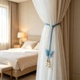 thumbnail image 6 of Blue Sequin Butterfly Curtain Tieback, Adjustable Hand-Woven Rope Tiebacks with Pearl, Window Drape Holdback for Living Room Bedroom, 20 Inch, 6 of 6