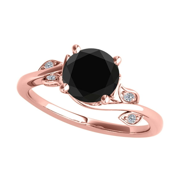 AoneJewelry BLACK & White Natural Round Diamond 1.00 Carat 14K White/ Rose & Yellow Gold Solitaire Styel Ring For Women's