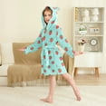 thumbnail image 2 of FORMRS Niños Bathrobe Unisex Hooded Robe Soft Plush Pajamas Sleepwear, Size 7-9T, Strawberry Pattern, 2 of 7