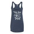 thumbnail image 2 of Wild Bobby This Girl Runs On Coffee And Jesus Inspirational/Christian Women Tri-Blend Racerback Tank Top, Vintage Navy, Medium, 2 of 5