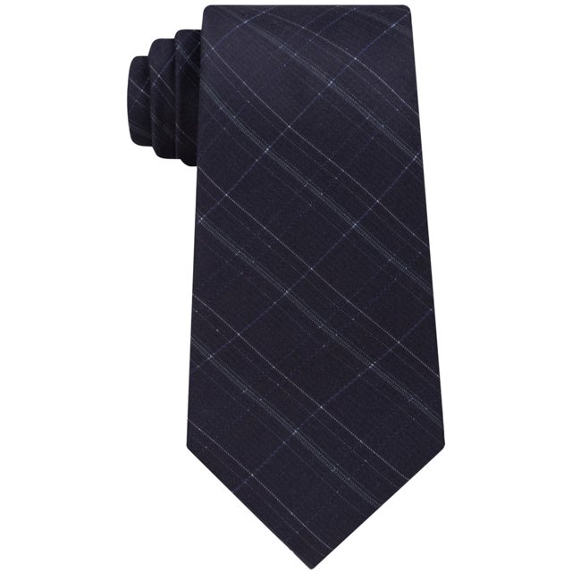 Calvin Klein - Corbata de seda con rejilla grabada para hombre, color negro, talla única