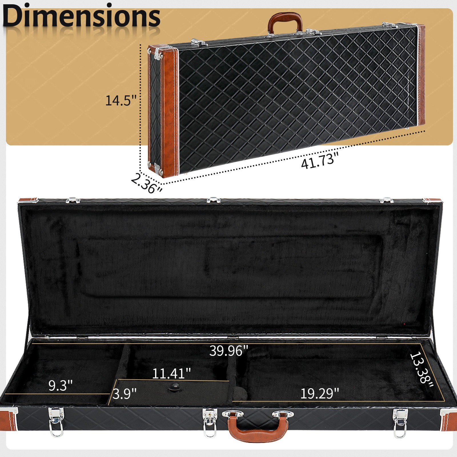 LINJH for GST GTL 170 SG Electric Hard-Shell Guitar Rectangular Case w/ Full Neck
