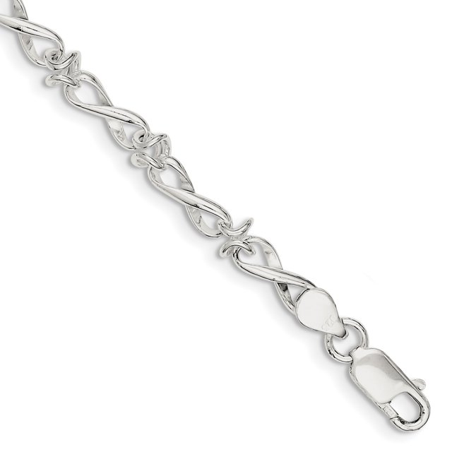 Sterling Silver Polished Fancy Link Bracelet (Weight: 7.8 Grams, Length: 7.5 Inches)