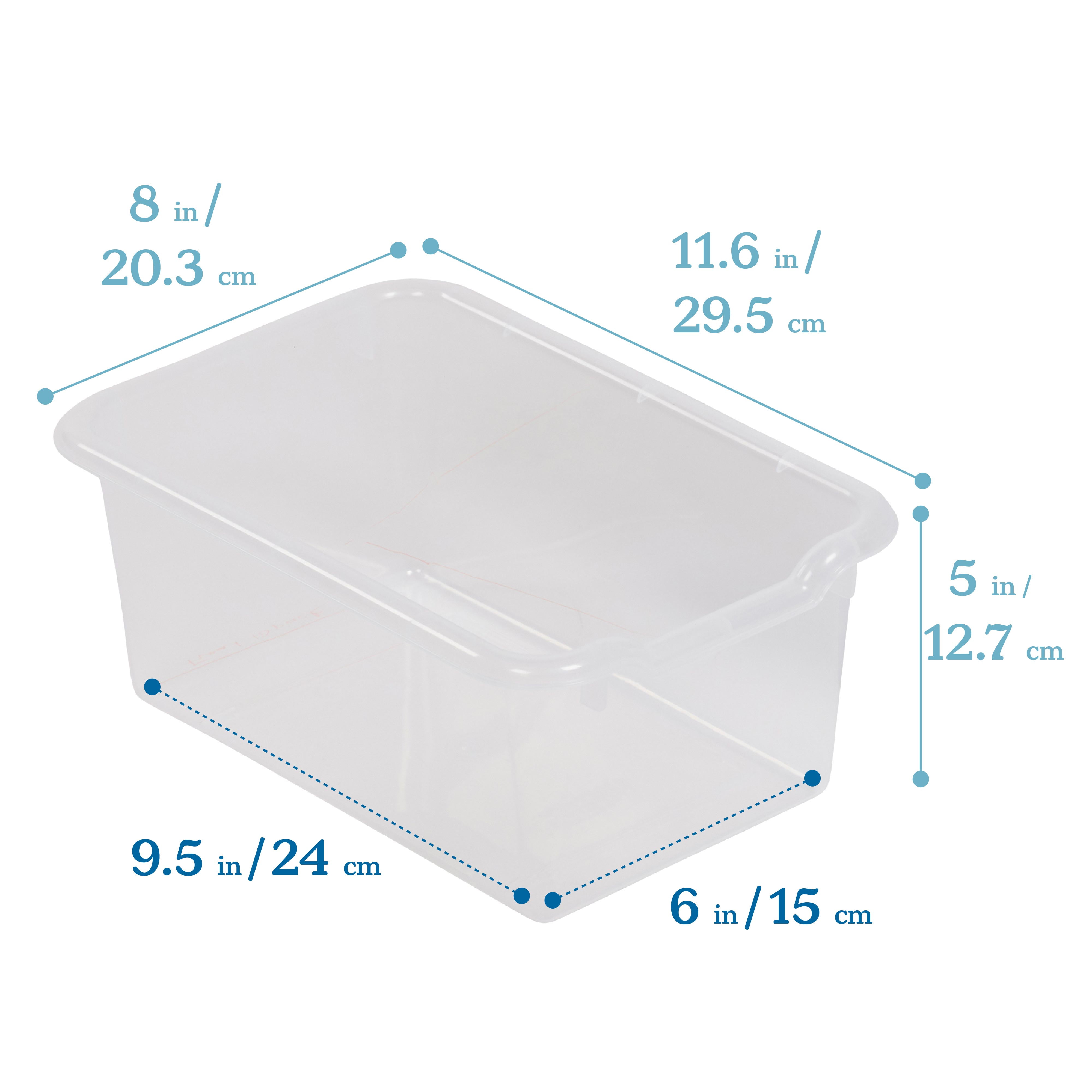 ECR4Kids Scoop Front Plastic Storage Bins, Multipurpose Organization, Clear, 15-Piece
