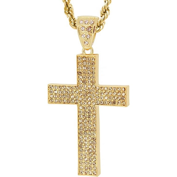 Hot new Gold Tone The Latin Cross Men's Pendant with 30" Rope Chain