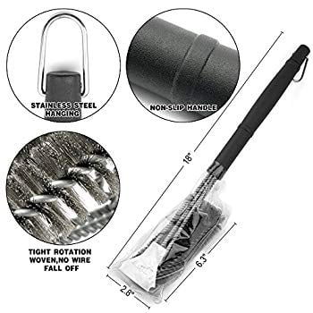 HOMEKOKO Spring Sale Heavy Duty Grill Brush with Scraper BBQ Brush for Grill Safe 18 Stainless Steel Woven Wire 3-in-1 Bristles Grill Cleaning Brush for Weber Gas//Charcoal Grill