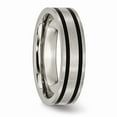 thumbnail image 4 of Grey Titanium Ring Band Wedding Black Brushed Enameled Flat 6mm, 4 of 6