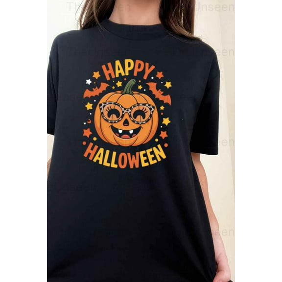 Happy Halloween Funny Pumpkin Autumn Celebration Graphic Unisex T-Shirt up to 5XL