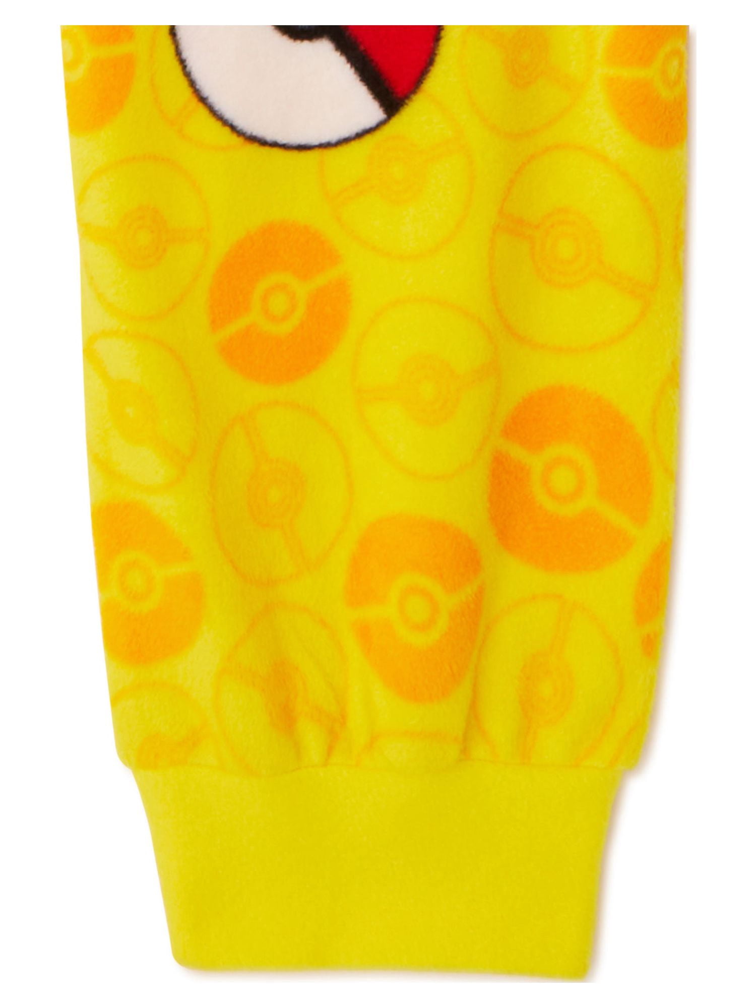 Pokemon Boys Pikachu Hooded Union Suit Pajamas, Fire Retardant Micro Fleece, Yellow