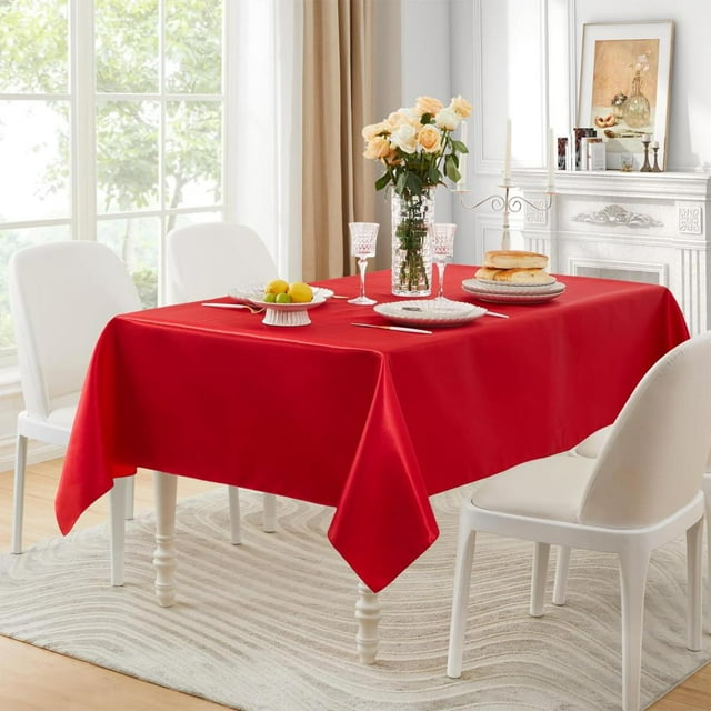 Feltree Seamless Rectangular Satin Tablecloth 60x84 Inches Extra Large for Wedding Banquet Party, Wrinkle & Fade Resistant Polyester Fabric, Elegant Table Decor for Restaurant Event Dining