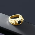 thumbnail image 5 of Gem Stone King 18K Yellow Gold Plated Silver Men's Solitaire Ring Onyx Moissanite (1.68 Cttw), 5 of 6