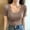Khaki, variant on Women's Short Sleeve T-Shirt, Solid Color Casual Crew Neck Top, Soft Polyester Basic Tee for Summer Daily Wear