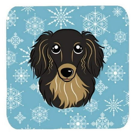 

Snowflake Longhair Black And Tan Dachshund Foam Coasters Set Of 4