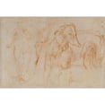 thumbnail image 2 of Parmigianino 24x18 Black Ornate Framed Double Matted Museum Art Print Titled: Studies of the Christ Child, a Crucifix, and a Dog (1525-1527), 2 of 5