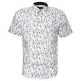 thumbnail image 4 of Mens Short Sleeve Print Cuff Button Dress Shirt Classic Black White Flowers XL, 4 of 8