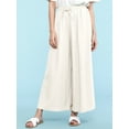 thumbnail image 2 of Made by Johnny Women's Casual Loose Washed Linen Wide Leg Pants with Pockets and Drawstring L WHITE, 2 of 6