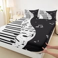thumbnail image 3 of Manfei Teens Piano Music Twin Sheet Sets, Geometric Stripes Twin Fitted Sheet, Black White Musical Note Flat Sheet, Ultra Soft Home Decor, 3pcs, 3 of 7