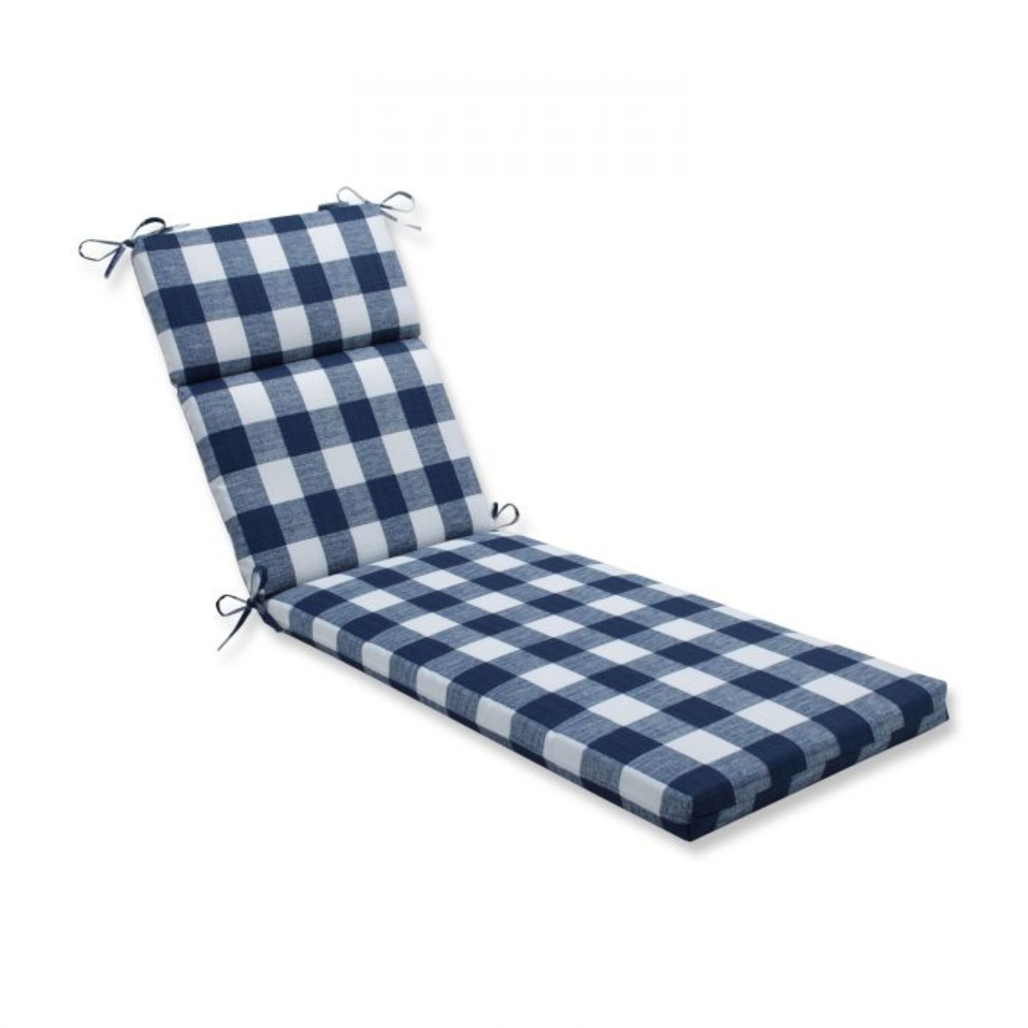 72.5" Blue and White Plaid Outdoor Patio Chaise Lounge Cushion