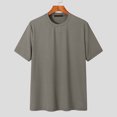 thumbnail image 2 of Besolor Summer Shirts for Men Ribbed Round Neck Short Sleeve Basic Tee Casual Comfy Solid Color Workout Tops, 2 of 5
