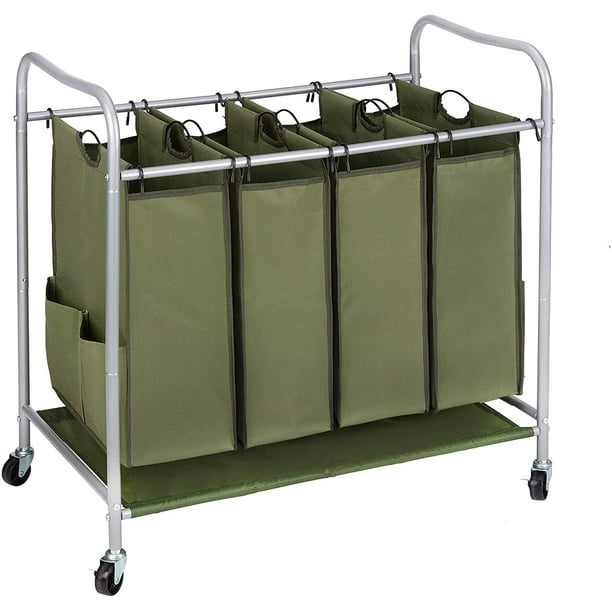 Heavy Duty Laundry Sorter 4 Bag Laundry Hamper 4 Section Basket with