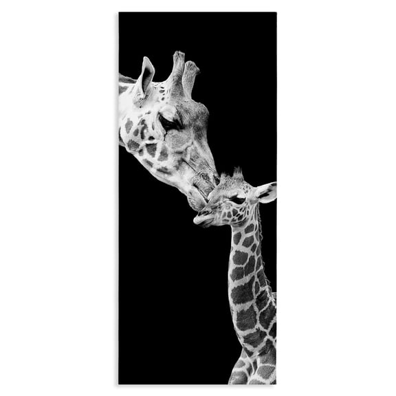 Stupell Industries Traditional Beautiful Baby Giraffe Loving Mother Monochrome Portrait Canvas Art, 10 x 24, by Incado