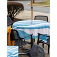 thumbnail image 6 of Square Outdoor Tablecloth with Umbrella Hole Moire Blue Ombre Outside Table Cloth Waterproof Patio Table Cover Abstract Art Waves Stripe Zipper Tablecloths for Picnic Party Camping 60x60 Inch, 6 of 8