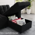 thumbnail image 5 of Muumblus 84" Queen Size Convertible Sectional Sleeper Sofa with Storage, Adjustable Backrest, Reversible L-Shaped Pull Out Couch Bed for Living Room, Guest Room, Black Velvet, 5 of 12
