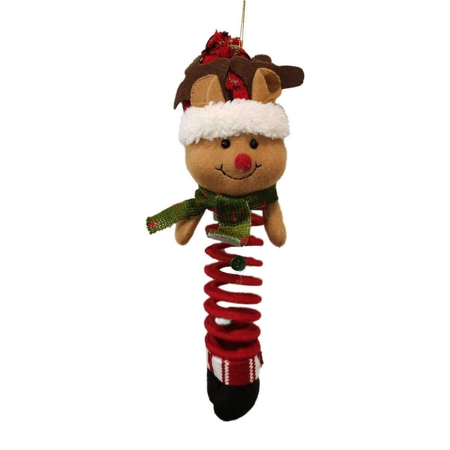 Gibobby Productos navideños Papá Noel Muñeco de nieve Suministros decorativos colgantes Muelle oscilante Muñeca Muñeca Regalo(C)
