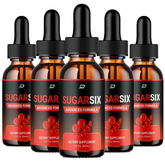 Sugar Six Drops Healthy Formula - SugarSix Liquid Drops, All Natural, Advanced Formula, 5 Pack, 5 Month Supply