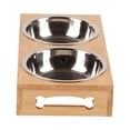 thumbnail image 2 of Cuenco de cerámica para gatos, cuenco doble de bambú para mascotas, cuenco doble de cerámica para mascotas, mesa de bambú para mascotas con cuencos de cerámica multifuncional, 2 of 10