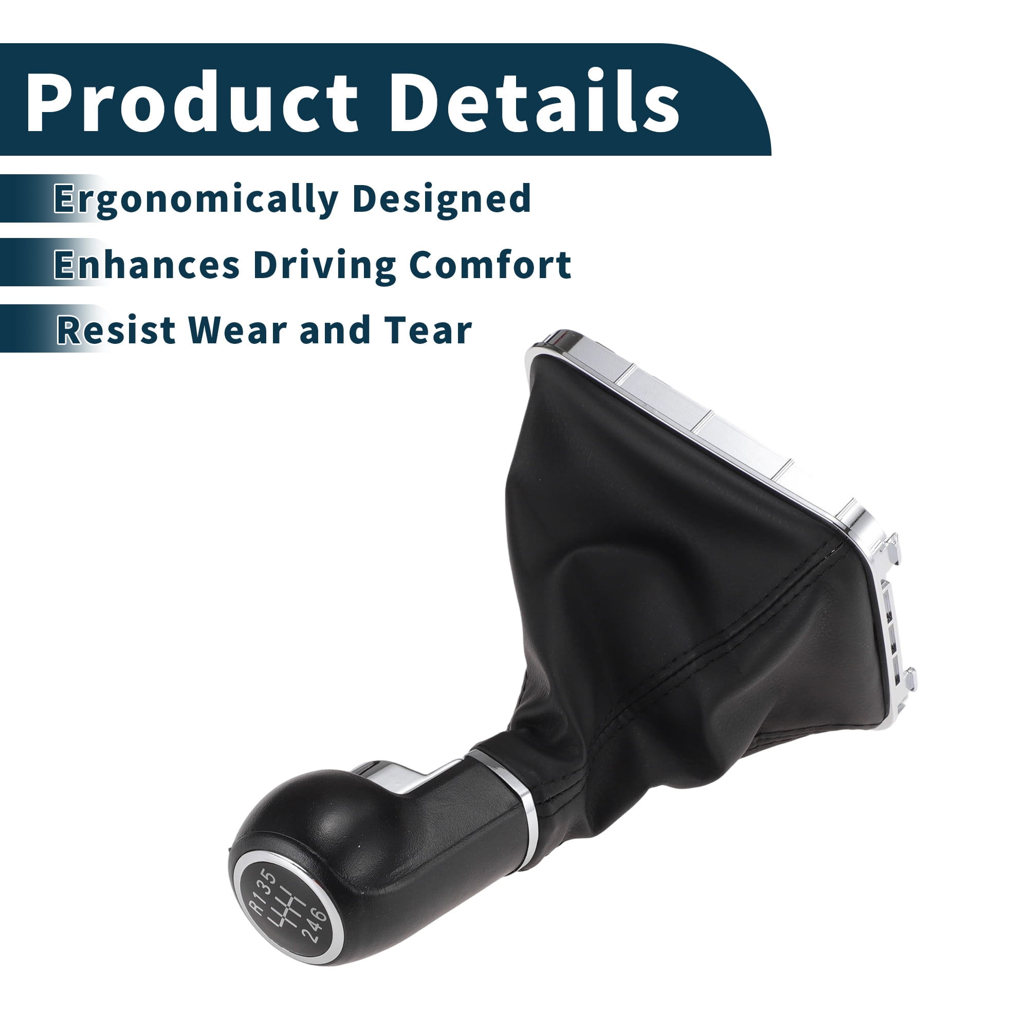 Unique Bargains Manual Transmission Gear Shift Knob Handle for Vauxhall Zafira B 05-14 No.55354140 Shift Gear Lever Knob Gearstick Gaiter Boot Cover Plastic Leather