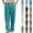 12# Cyan, variant on Men's Cotton Linen Pants Elastic Waist Drawstring Casual Trouser Lightweight Straight-Legs Loose Beach Yoga Pants Light Blue M