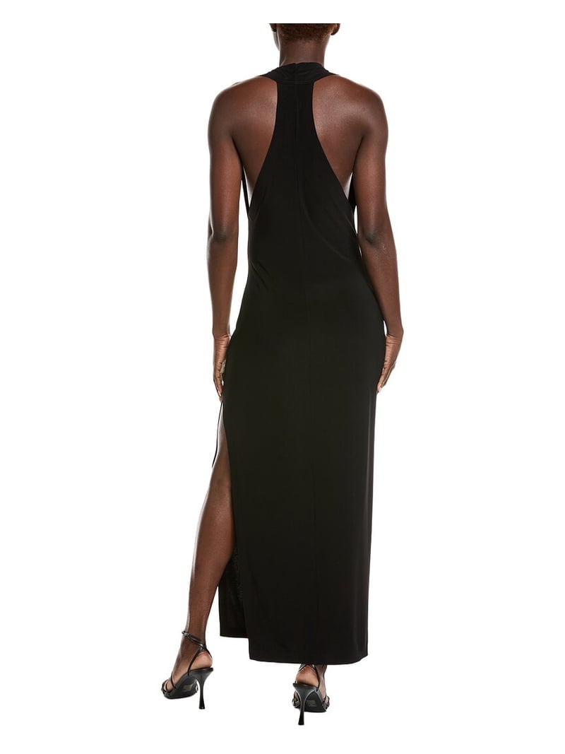 norma kamali black halter dress HALTER TURTLE SIDE SLIT GOWN Black Norma Kamali