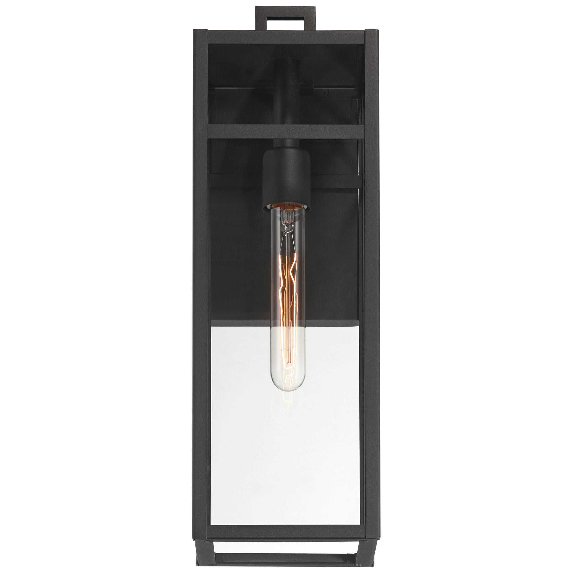 John Timberland San Lucas 18 3/4" High Modern Outdoor Wall Light Fixture Mount Porch House Set of 2 Sand Black Metal Glass Shade