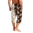thumbnail image 6 of Mens Swim Trunks Men's Casual Hawaiian Print Drawstring Cropped Capri Pants Summer Swim Trunks Beach Shorts with Elastic Waist Resort Style for Vacation Pool Luau Coffee 3XL, 6 of 9