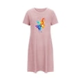 thumbnail image 3 of Elvqul Nightgowns for Women Loungewear for Women Pink Short Sleeve Nightshirts Pull on Short Nightgowns, 3 of 7