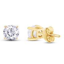 0.50 Carat Round Shape Cubic Zirconia Solitaire Stud Earrings In 14K Yellow Gold Over Sterling Silver Push Back Jewelry Gift For Women