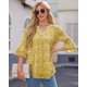 thumbnail image 4 of Blusa Uhiger de gasa floral amarilla con cuello en V y manga 3/4 XXL, 4 of 6