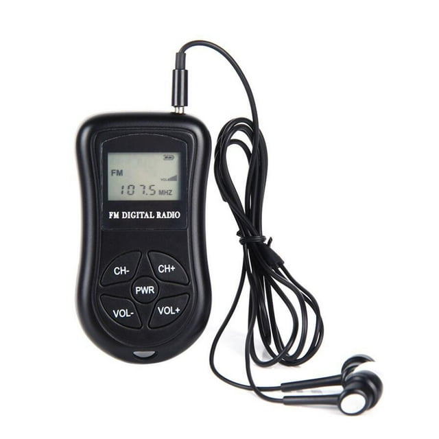 Pocket Radio, Portable LCD Display Digital Radio Mini FM Radio with Earphones and Lanyard Small Handheld Battery Operated Wireless Radio for Walking Jogging Gym Camping