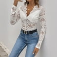thumbnail image 4 of QSAWXQZ Lace Bodysuit Long Sleeve for Women Deep V Neck Going Out Shapewear Leotard Shirt White M, 4 of 9