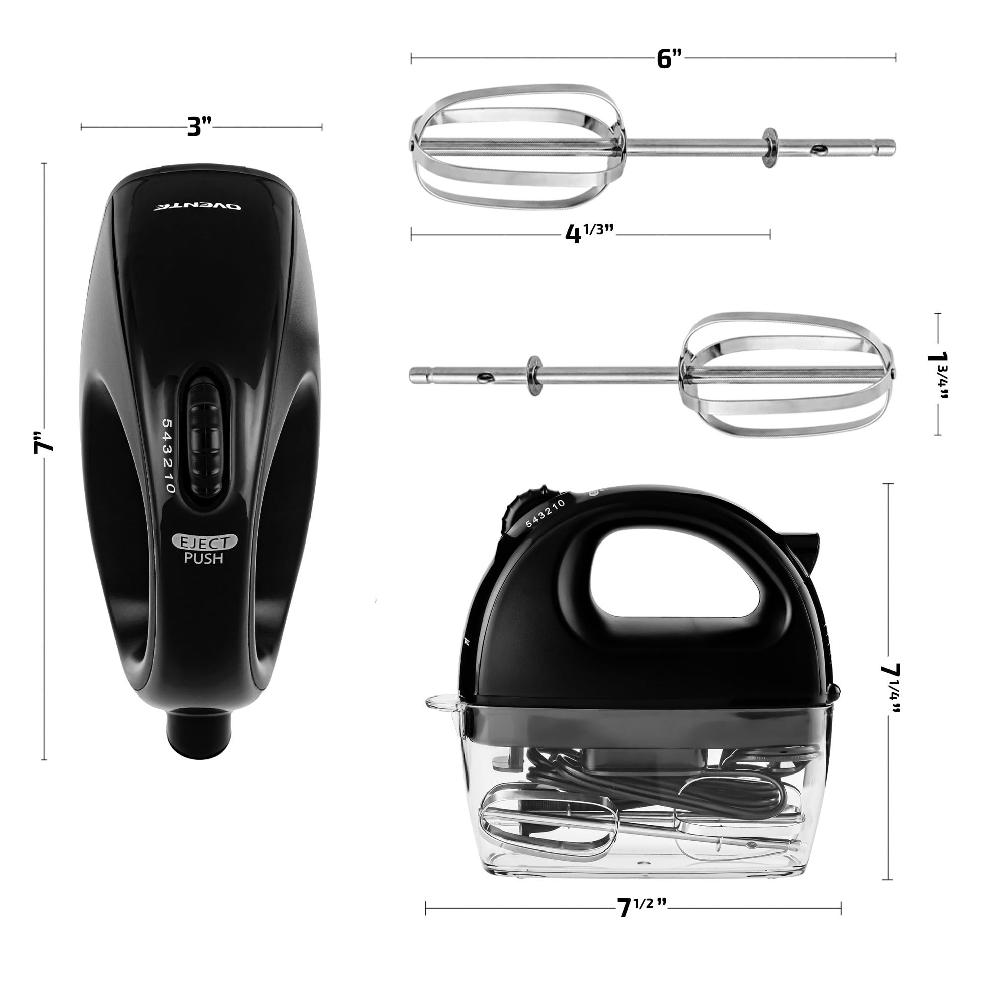 OVENTE 5-Speed Ultra Power Hand Mixer with Free Storage Case, Black HM151B  - The Home Depot