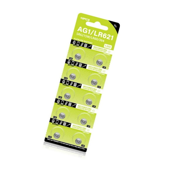 10Pcs 1.55V 15mAh AG1 Alkaline Coin Cell LR621 LR60 SR621SW SR60 SR60L SR60 L621