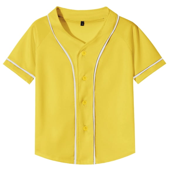 TIREOW Boys and Girls Baseball Jersey Boys Short Sleeve Button T-Shirts Fashion Hip Hop Casual Sports Solid Color Shirt