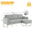 thumbnail image 2 of Zimtown 86" Sectional Sofa, L Shaped Couch with Burlap Fabric Convertible Sofa Set for Living Room Apartment, Office Light Gray, 2 of 13